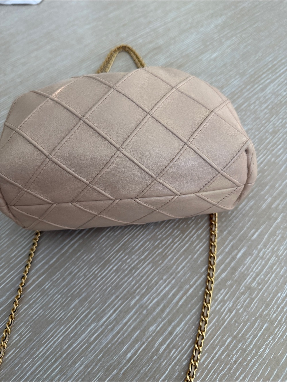 Tory Burch Fleming Mini Hobo Quilted Drawstring Leather Bag Vanilla Gold Chain - Picture 7 of 15